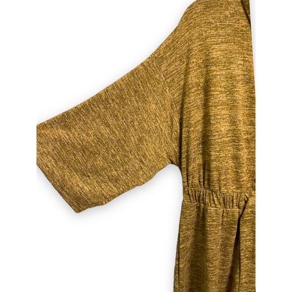 Sami & Jo Heathered Brown Tan Gold Drop Sleeve Elastic Waist Collar Dress Sz 2X - Picture 5 of 10
